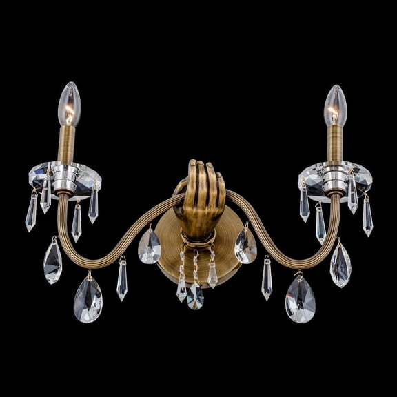 Historic Brass Venere Wall Sconce with Crystal