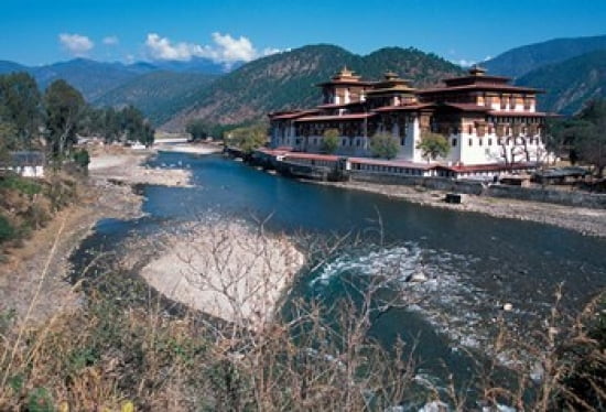 Historic Buddhist Monastery Bhutan Canvas Art - Vassi Koutsaftis DanitaDelimont (35 x 24)
