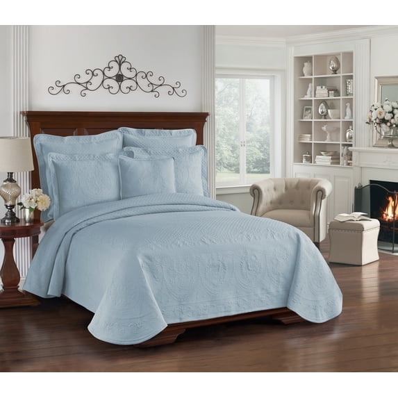 Historic Charleston King Charles Matelasse King Coverlet in Blue