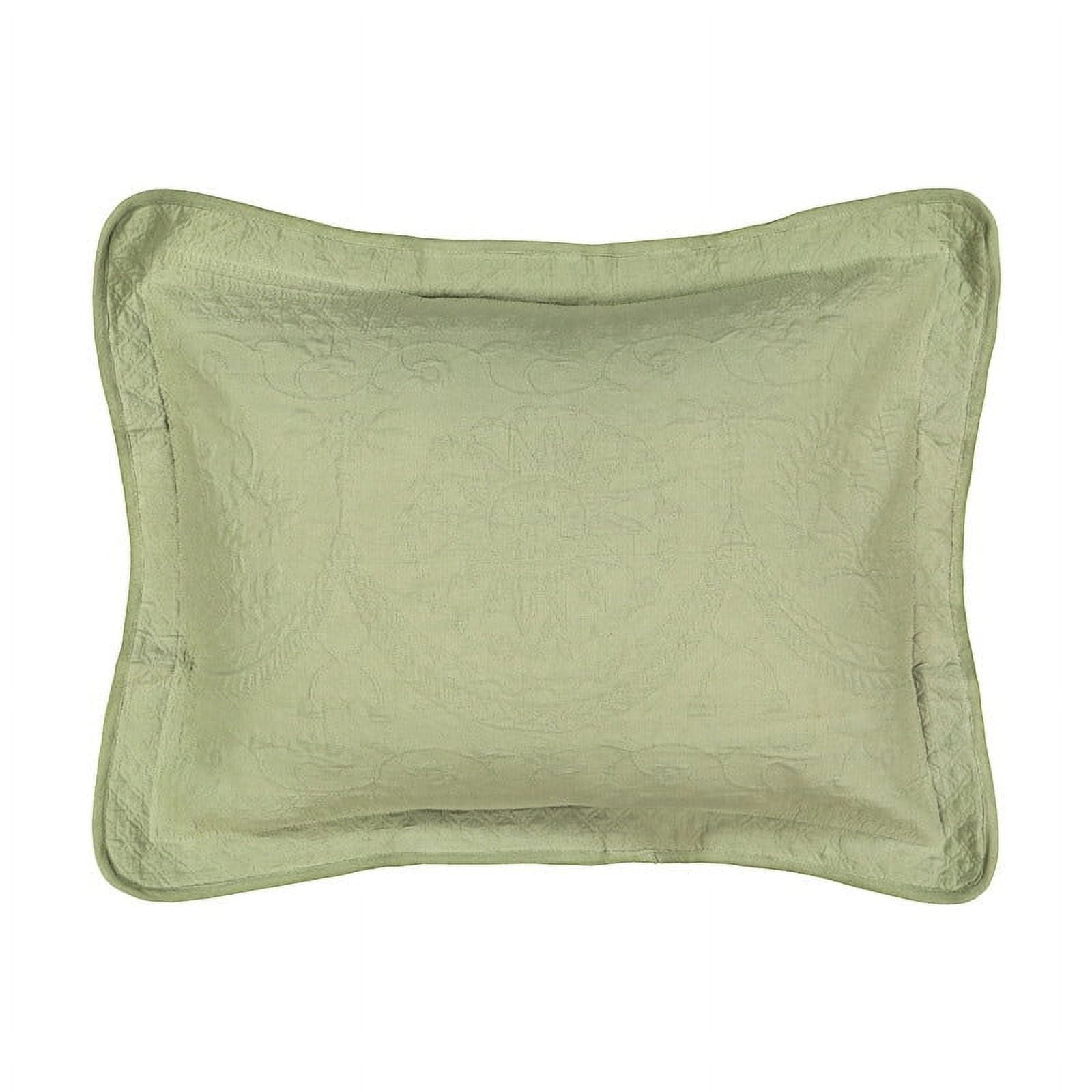 Sage Green Cotton Matelasse King Sham with Decorative Flange