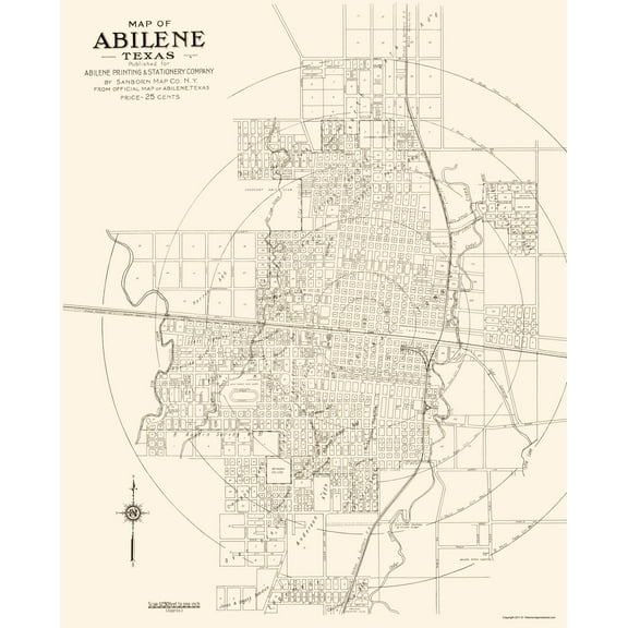 Historic City Map - Abilene Texas - Sanborn 1929 - 23 x 28.43 - Vintage Wall Art