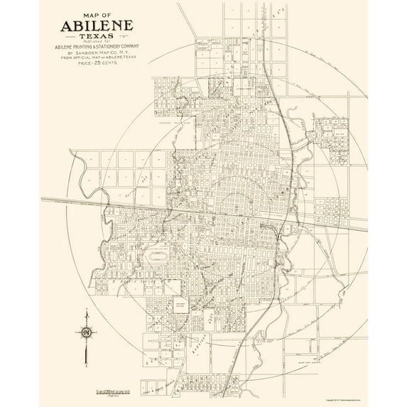 Historic City Map - Abilene Texas - Sanborn 1929 - Vintage Wall Art
