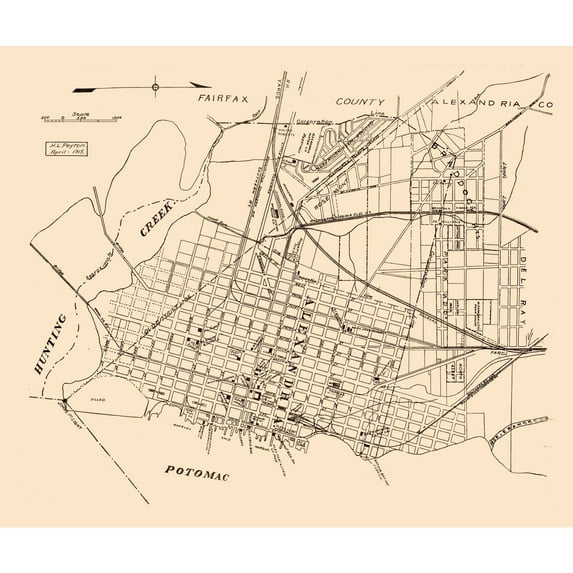 Historic City Map - Alexandria Virginia - Peyton 1915 - Vintage Wall Art