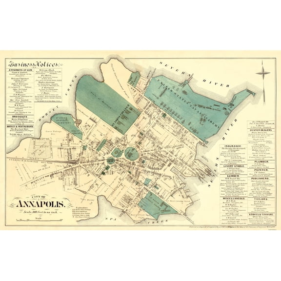 Historic City Map - Annapolis Maryland County - Hopkins 1878 - 35.81 x 23 - Vintage Wall Art