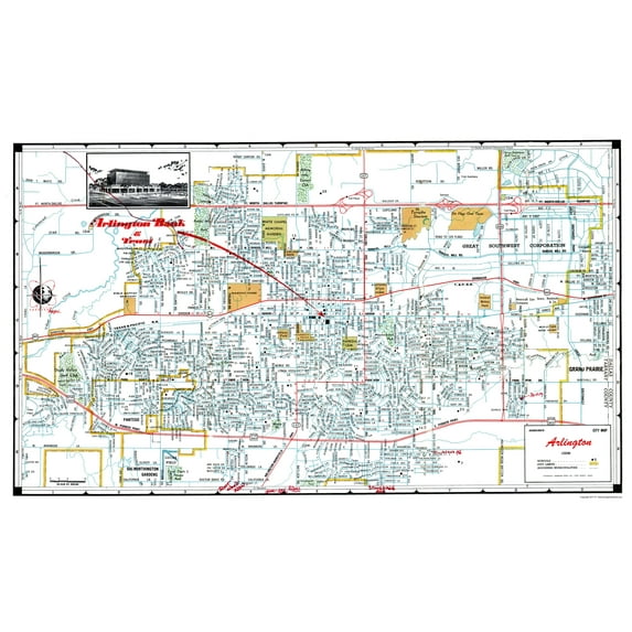 Historic City Map - Arlington Texas - Ashburn 1960 - Vintage Wall Art