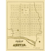 Historic City Map - Austin Texas - Pilie 1839 - Vintage Wall Art