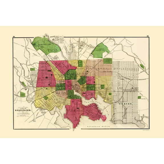 Historic City Map - Baltimore Maryland - Stedman 1873 - 23 x 33.59 - Vintage Wall Art