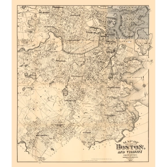 Historic City Map - Boston Massachusetts - Murdock 1907 - Vintage Wall Art