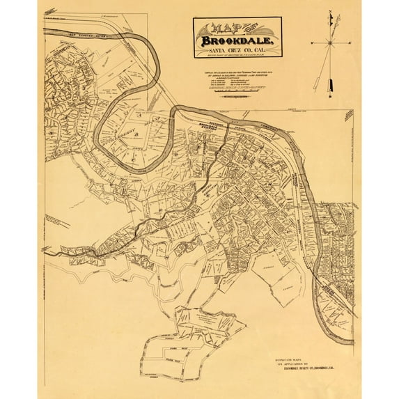 Historic City Map - Brookdale California - Baldwin 1910 - 23 x 28.29 - Vintage Wall Art