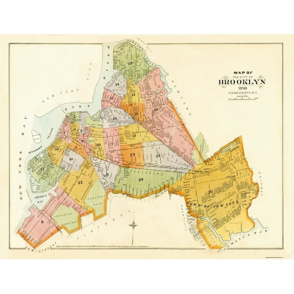 Historic City Map - Brooklyn Unionville New York - Robinson 1890 - Vintage Wall Art