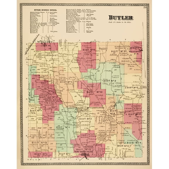 Historic City Map - Butler New York  - Beers 1874 - 23 x 28.72 - Vintage Wall Art