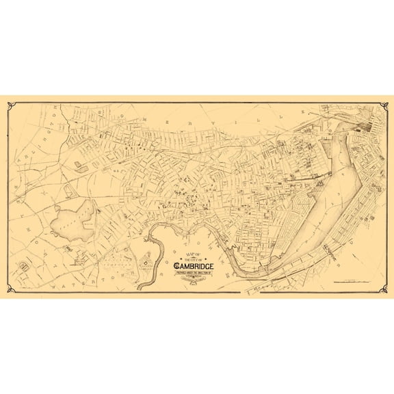 Historic City Map - Cambridge Massachusetts - Hastings 1894 - Vintage Wall Art