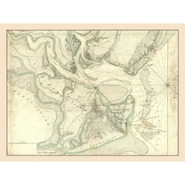 Historic City Map - Charleston South Carolina - 1780 - 30.78 x 23 - Vintage Wall Art