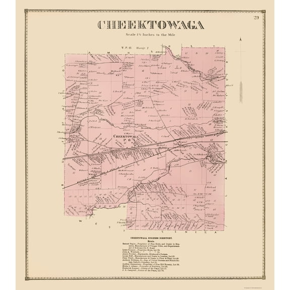 Historic City Map - Cheektowaga New York - Stone 1866 - Vintage Wall Art