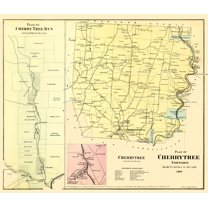 Historic City Map - Cherry Tree Pennsylvania - Beers 1865 - 26.63 x 23 - Vintage Wall Art