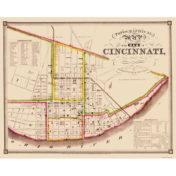 Historic City Map - Cincinatti Ohio - Doolittle 1871 - 23 x 28.57 - Vintage Wall Art