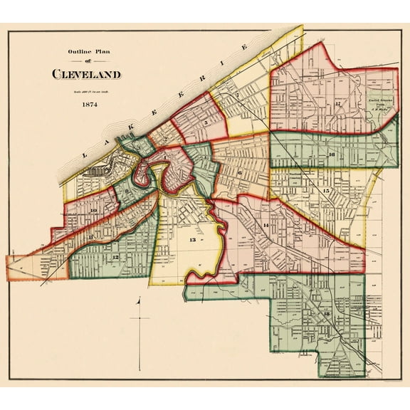 Historic City Map - Cleveland Ohio Index - Titus 1874 - 25.81 x 23 - Vintage Wall Art