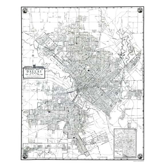 Historic City Map - Dallas Texas - Ashburn 1942 - 23 x 28.60 - Vintage Wall Art