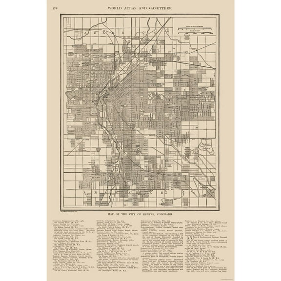 Historic City Map - Denver Colorado - Reynold 1921 - Vintage Wall Art