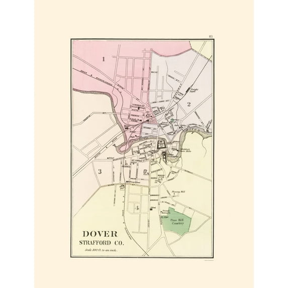 Historic City Map - Dover New Hampshire - Hitchcock 1877 - Vintage Wall Art