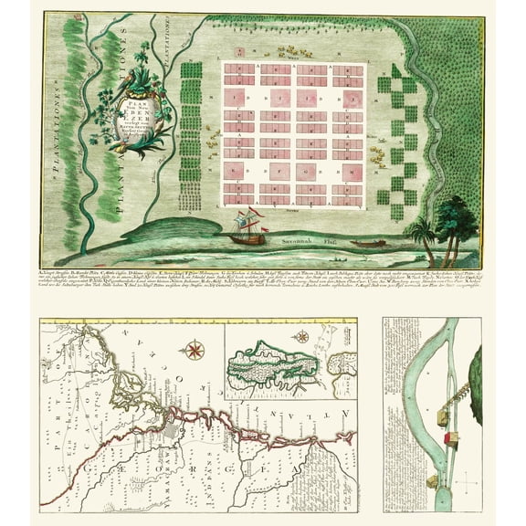 Historic City Map - Ebenezer Georgia - Seutter 1747 - Vintage Wall Art