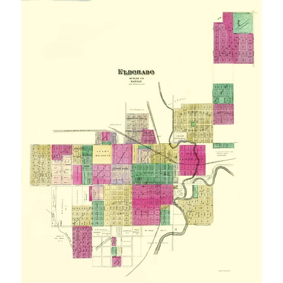 Historic City Map - Eldorado Kansas - Everts 1887 - 23 x 27.02 - Vintage Wall Art