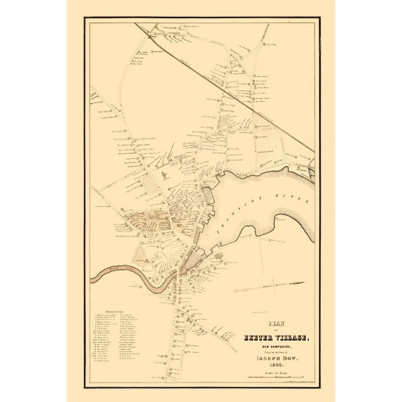 Historic City Map - Exeter New Hampshire - Dow 1845 - 23 x 34.43 - Vintage Wall Art