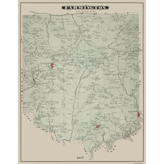 Historic City Map - Farmington Pennsylvania - Caldwell 1877 - 23 x 29.5 - Vintage Wall Art
