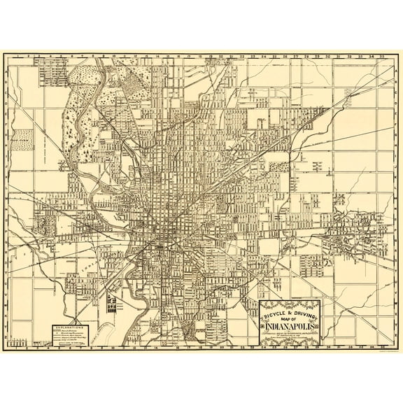 Historic City Map - Indianapolis Indiana - Dessecker 1899 - Vintage Wall Art