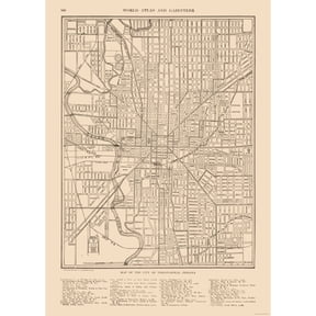 Historic City Map - Indianapolis  Indiana - Reynold 1921 - Vintage Wall Art