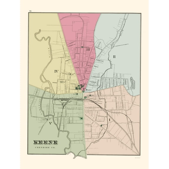 Historic City Map - Keene New Hampshire - Hitchcock 1877 - 23 x 30.21 - Vintage Wall Art