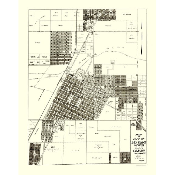 Historic City Map - Las Vegas Nevada - Baker 1940 - 23 x 29.19 - Vintage Wall Art