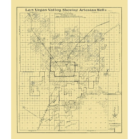 Historic City Map - Las Vegas Valley Nevada - McWilliams 1920 - 23 x 27.44 - Vintage Wall Art