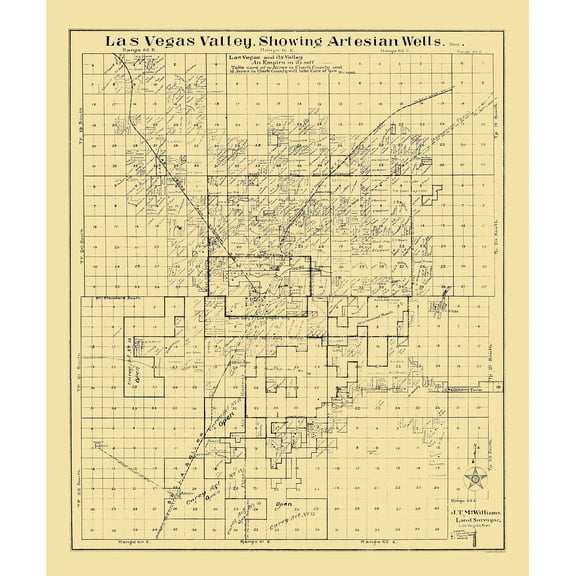 Historic City Map - Las Vegas Valley Nevada - McWilliams 1920 - Vintage Wall Art