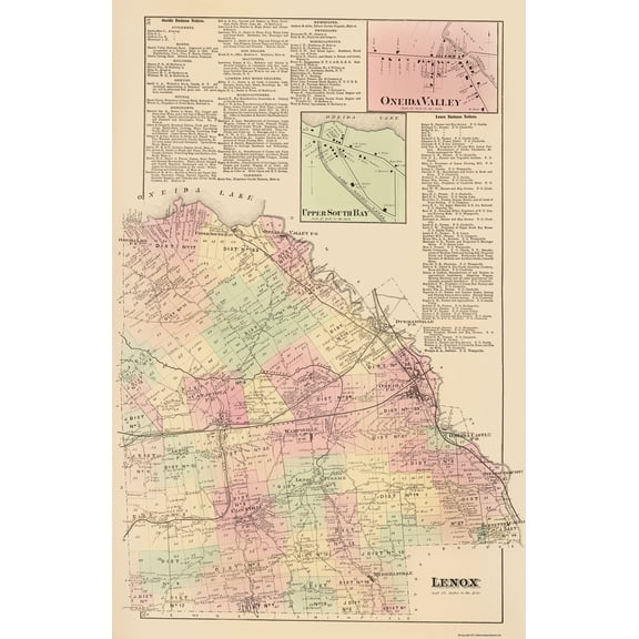 Historic City Map - Lenox New York - Whitman 1875 - 23 x 35.49 - Vintage Wall Art