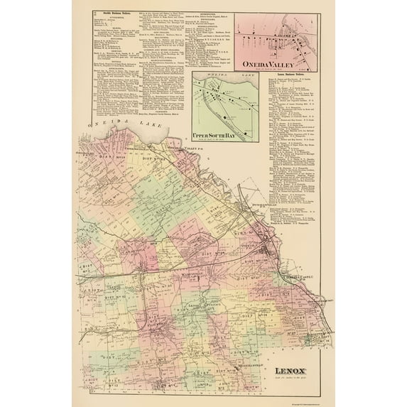 Historic City Map - Lenox New York - Whitman 1875 - Vintage Wall Art
