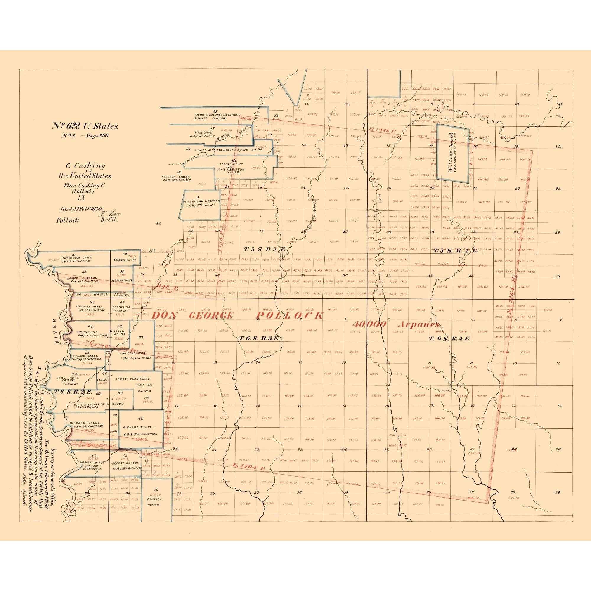 Lych Map Historic City Map - Livingston Louisiana - Lynch 1870 - 27.67 x 23 ...