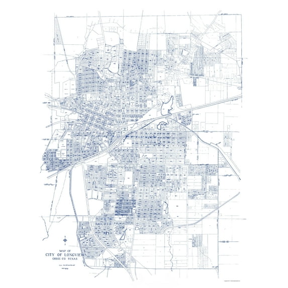 Historic City Map - Longview Texas - General Land Office 1949 - 23 x 31.51 - Vintage Wall Art