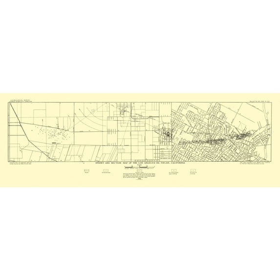 Historic City Map - Los Angeles California Oil Fields- Hoen 1906 - 68.32 x 23 - Vintage Wall Art