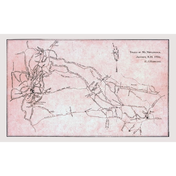 Historic City Map - Monadnock New Hampshire - Harling 1916 - 37.45 x 23 - Vintage Wall Art