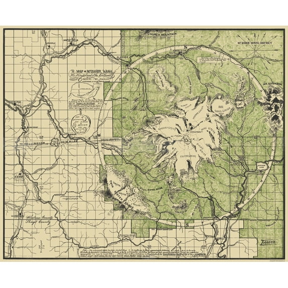 Historic City Map - Mount Baker Washington - Easton 1912 - 28 x 23 - Vintage Wall Art