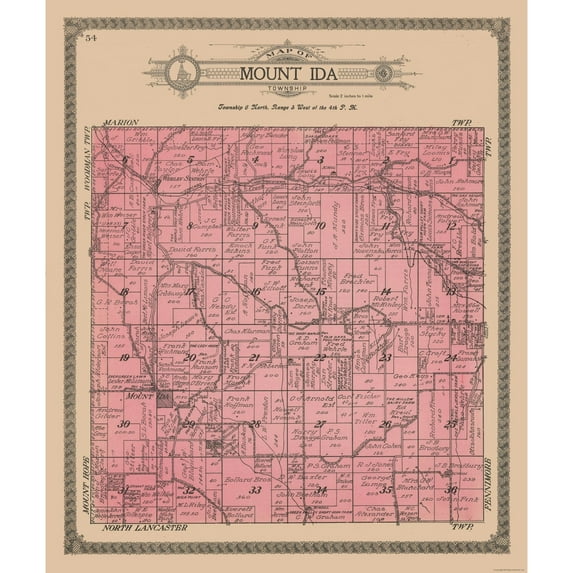 Historic City Map - Mount Ida Township Wisconsin - Ogle 1918 - Vintage Wall Art