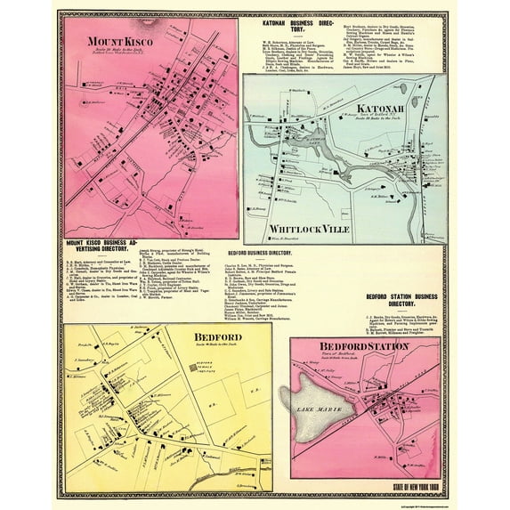 Historic City Map - Mount Kisco New York - Beers 1868 - 23 x 28.88 - Vintage Wall Art