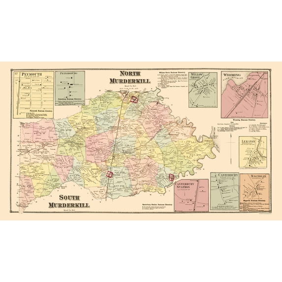 Historic City Map - Murderkill North Murderkill South Delaware - Beers 1868 - Vintage Wall Art