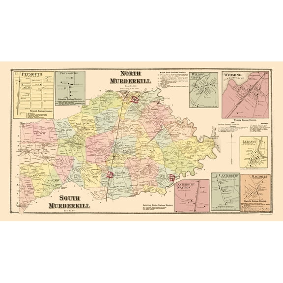 Historic City Map - Murderkill North Murderkill South Delaware - Beers 1868 - Vintage Wall Art