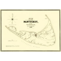 Historic City Map - Nantucket Island Massachusetts - Bouve 1838 - 23 x 32.64 - Vintage Wall Art