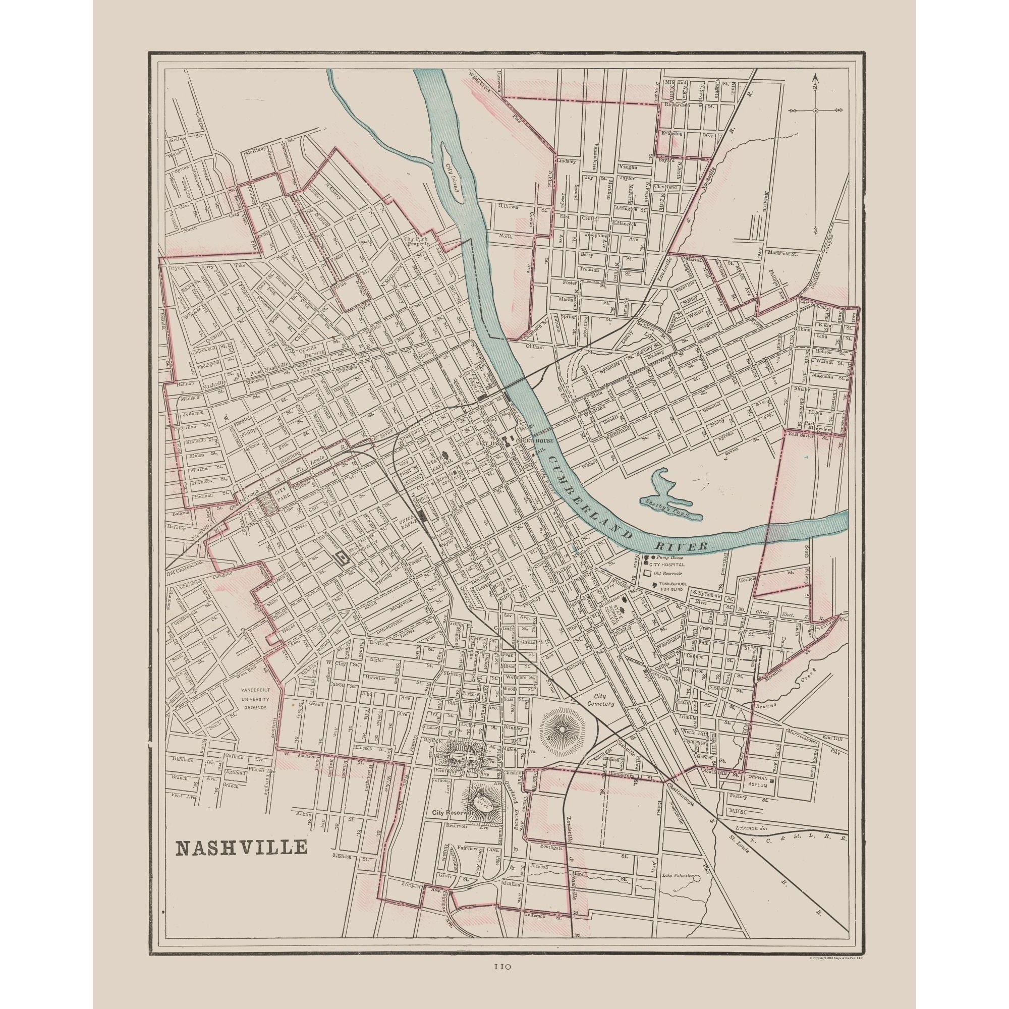 Historic City Map - Nashville Tennessee - Cram 1892 - 23 x 28.19 - Vintage  Wall Art - Walmart.com, image size:2000x2000