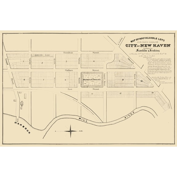 Historic City Map - New Haven Connecticut - 1835 - Vintage Wall Art