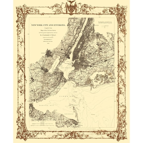 Historic City Map - New York City New York - Lindenkohl 1860 - 23 x 28.19 - Vintage Wall Art