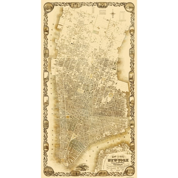 Historic City Map - New York New York - Dripps 1852 - Vintage Wall Art